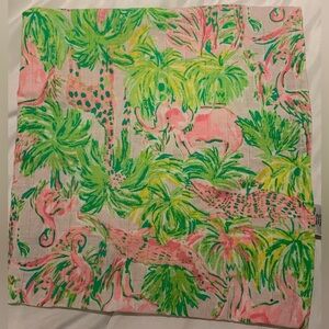 Pottery Barn Kids Tropical Print Pillow Cover - Green and Pink